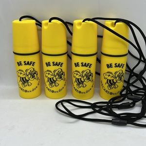 Lot of 4 Beach Pool Safe Twist Cap Cylinder Plastic Container w/ Nylon Lanyard